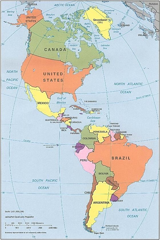 Mapa pol&iacute;tico da am&eacute;rica