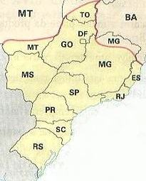 Mapa da Regi&atilde;o Centro-Sul