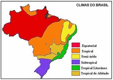 Mapa dos climas no Brasil