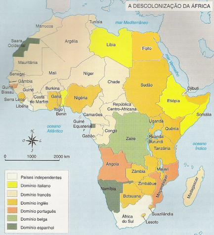 Mapa da descolonização da África