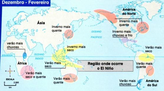 Alterações climáticas provocadas pelo El Niño de dezembro a fevereiro