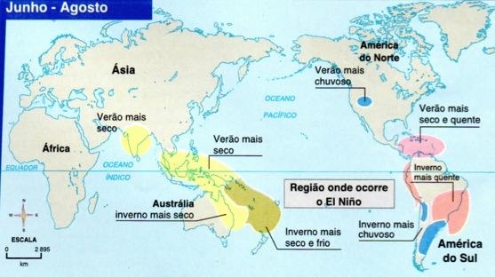 Alterações climáticas provocadas pelo El Niño de junho a agosto
