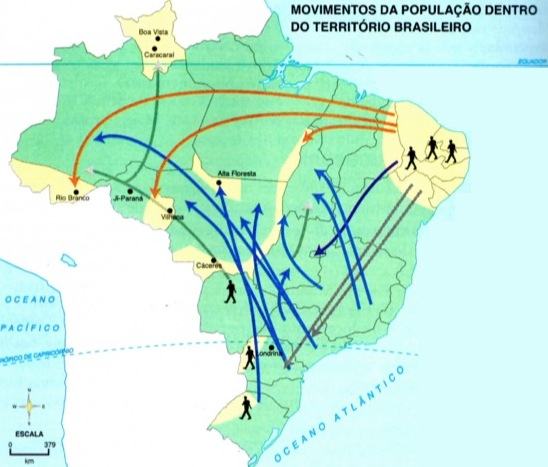 Mapa das migrações internas no Brasil