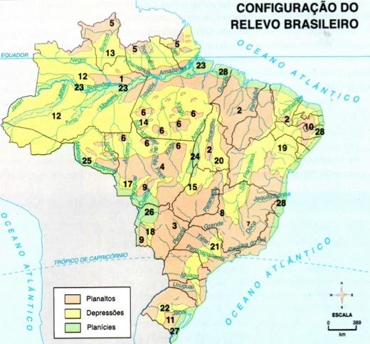 Mapa do relevo brasileiro