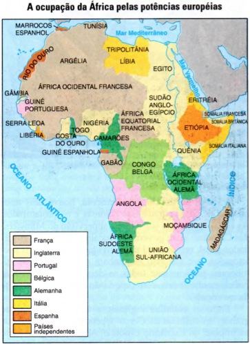 A ocupação da África pelas potências europeias.