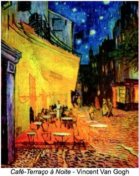 Pintura impressionista de Vincent Van Gogh - Café-Terraço à Noite