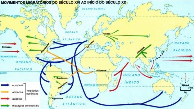 Movimentos migratórios do século XVI ao início do século XX