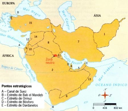 Mapa do Oriente Médio