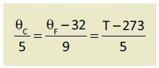 Fórmula de conversão das escalas termométricas.