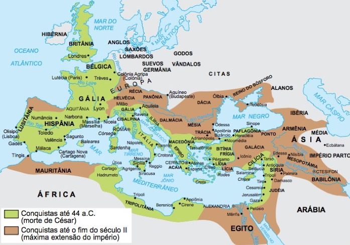 Mapa do Império Romano.