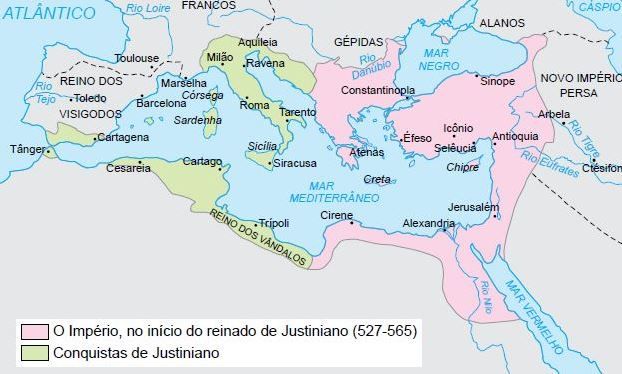 Mapa do Império Bizantino.