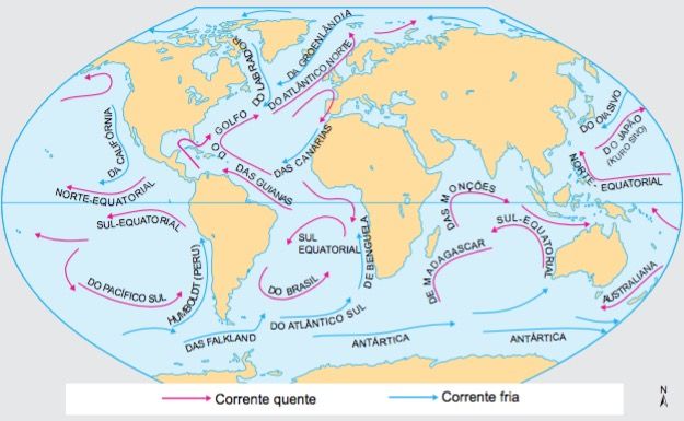 As correntes marítimas influenciando o clima.