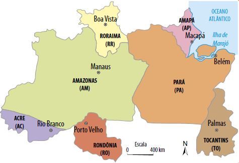 Mapa da Região Norte.