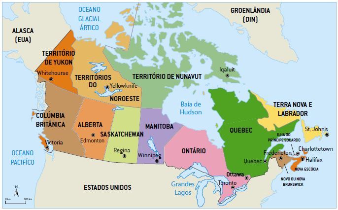 Mapa do Canadá.