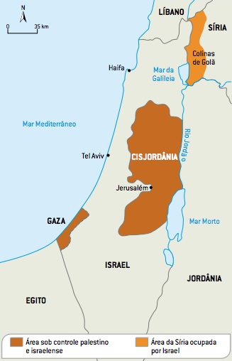 Mapa com os conflitos do Oriente Médio