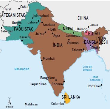 Mapa da Índia.
