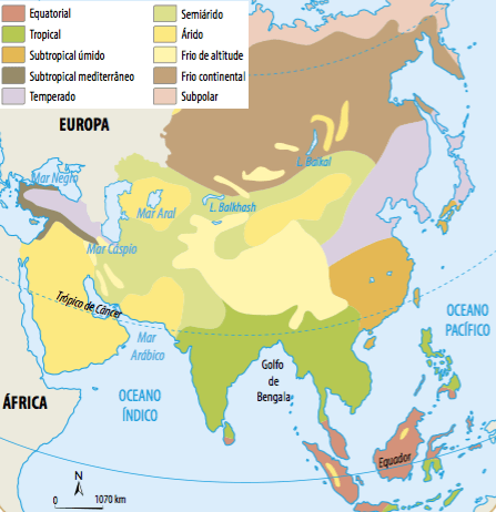 Mapa climático da Ásia.