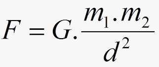 Fórmula da lei da gravitação universal.