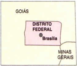 Mapa do Distrito Federal com a localização de Brasília.