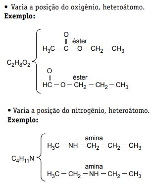 Exemplos de isomeria de compensação.