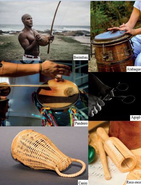Imagens dos instrumentos da capoeira.