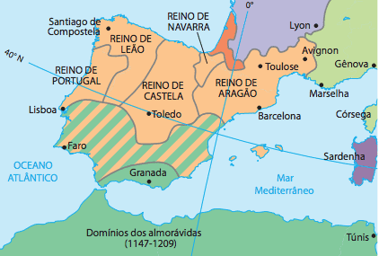 Mapa da Península Ibérica.