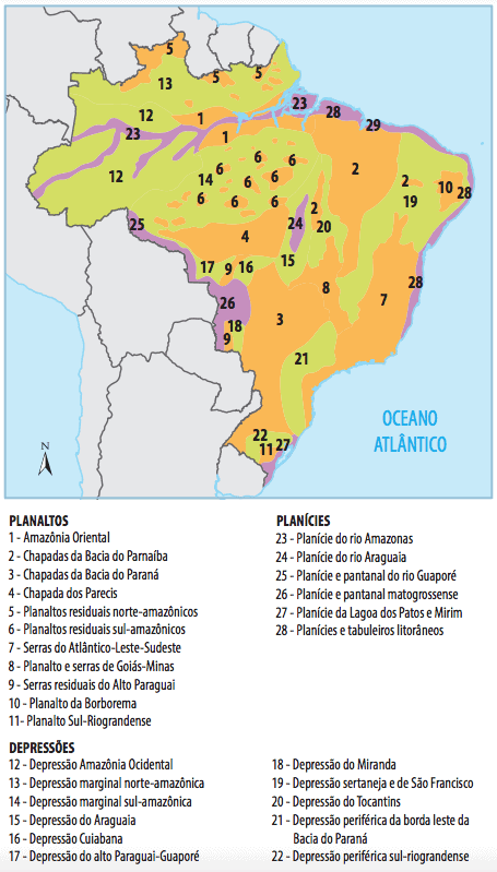 Mapa do relevo brasileiro