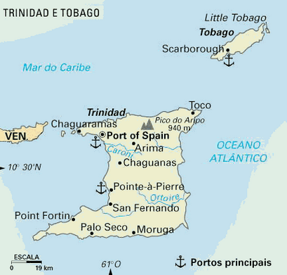 Mapa de Trinidad e Tabago