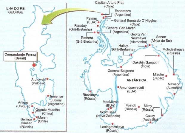 Mapa da base brasileira na Antártida