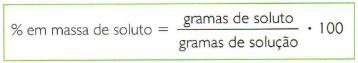 % em massa de soluto