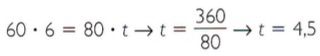 60x6 = 80xt -> t = 360/80 -> t = 45