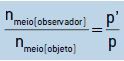 n observador/n objeto = p’/p