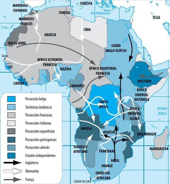 Mapa da partilha da África.