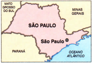 Mapa do estado de São Paulo.