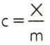 C = X/m - fórmula para se obter o calor específico.