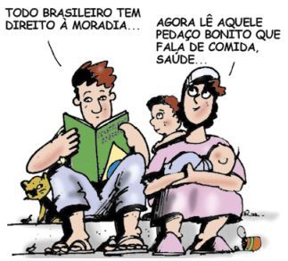 Charge criticando os direitos humanos no Brasil.