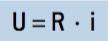 Fórmula da primeira lei de Ohm: U = R.i