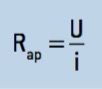 Fórmula da resistência aparente: Rap = U/i