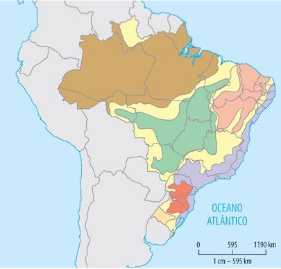 Mapa do Brasil com as faixas de transição.