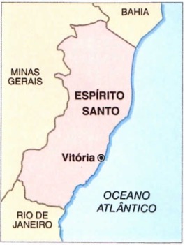 Mapa do estado do Espírito Santo.