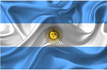 Bandeira da Argentina em azul e branco e um sol no meio.