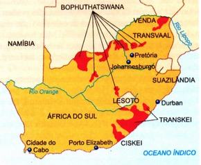 Mapa dos butanstões do Apartheid