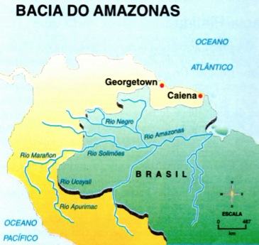 Mapa da Bacia Amazônica.