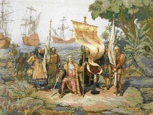 Imagem da chegada de Cristóvão Colombo à América