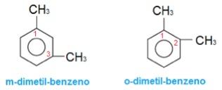 Nomenclatura de compostos aromáticos com duas ramificações