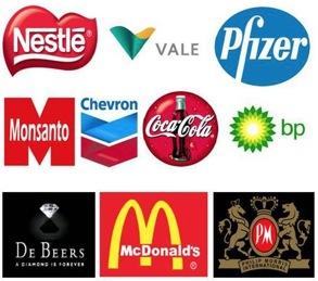 Alguns logos de empresas multinacionais.