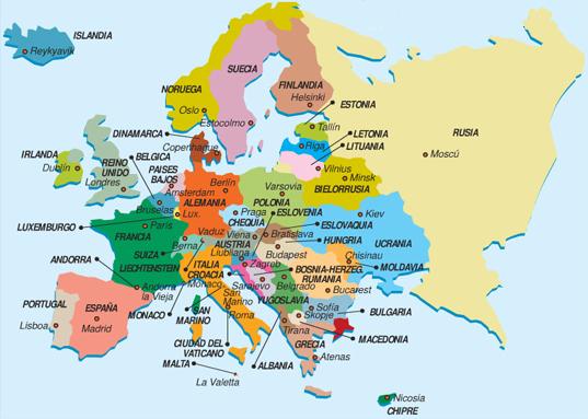 Mapa do continente europeu