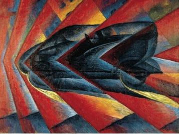 Pintura futurista de Luigi Russolo: O Dinamismo de um Automóvel.