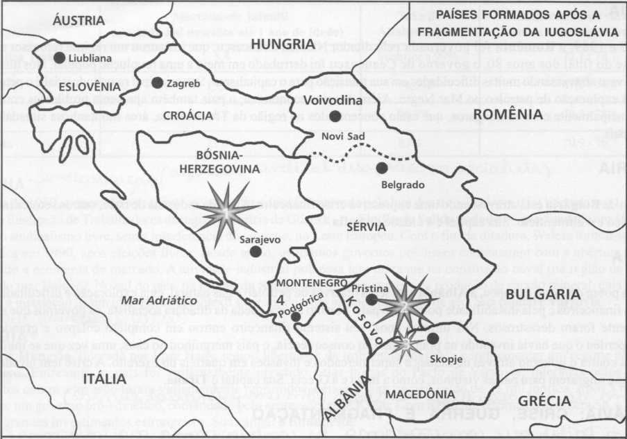 Países formados após a fragmentação da Iugoslávia.