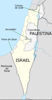 Mapa de Israel e Palestina